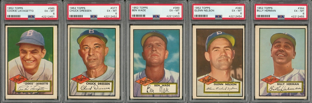 1952 Topps "High Numbers" PSA EX-MT 6 Collection (5 Different)